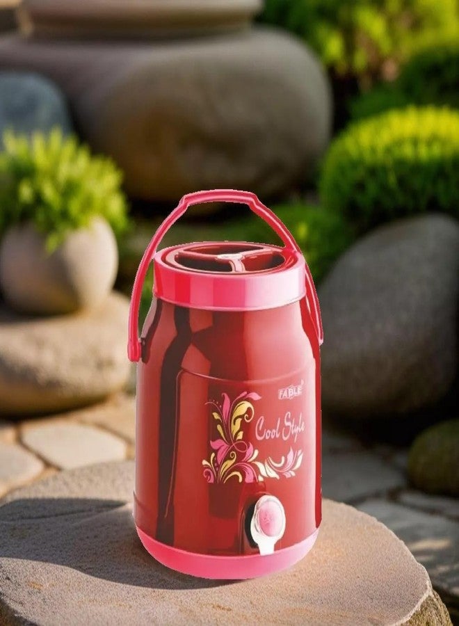 Nabhya Cool Style Chilled Water Camper Dispenser Insulated Plastic Water Jug | Food Grade | Easy to Carry | BPA Free (6 Litre, Maroon) - Image 1